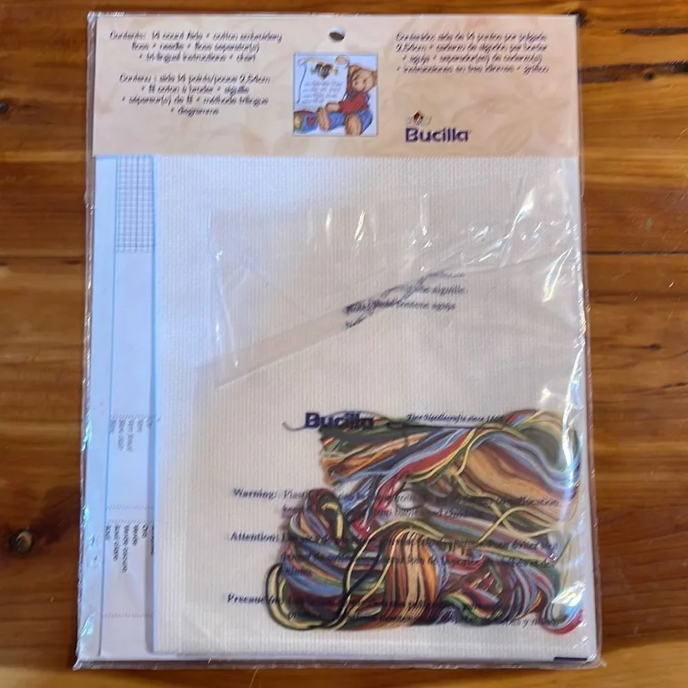 Bucilla Counted Cross Stitch for Baby Blue Jean Teddy Bear New Unopened